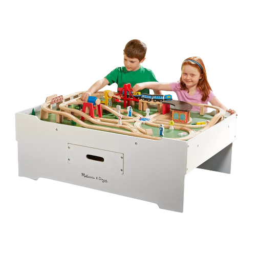 Melissa & Doug Deluxe Wooden Multi-Activity Play Table - For Trains, Puzzles, Games, More