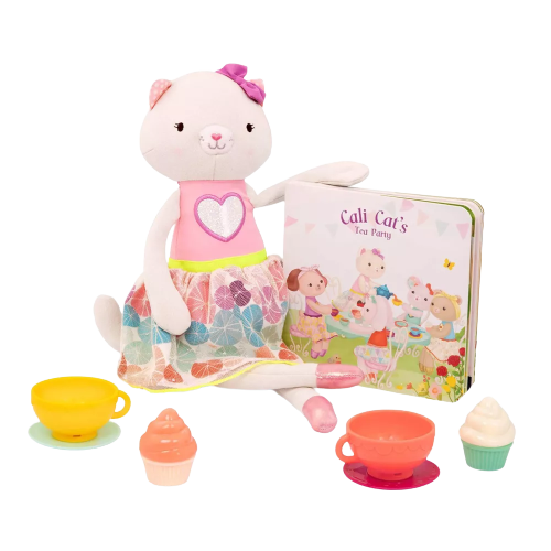 B. toys Plush Cat, Board Book & Tea Set - Tippy Toes Cali Cat