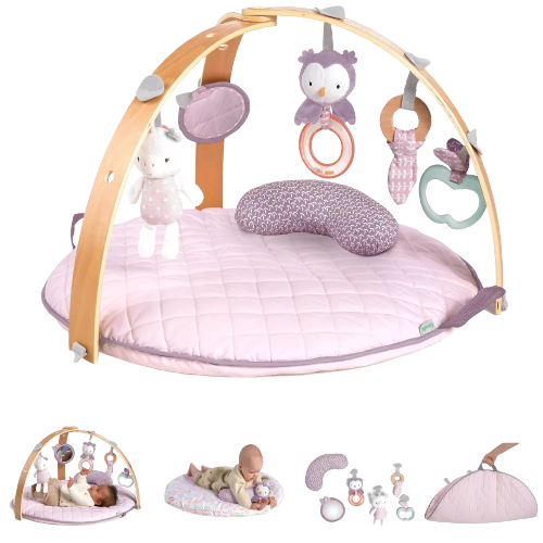 Ingenuity Cozy Spot Reversible Duvet Activity Gym with Wooden Toy Bar