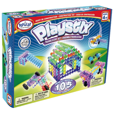 Popular Playthings Playstix 105-Piece Translucent Set