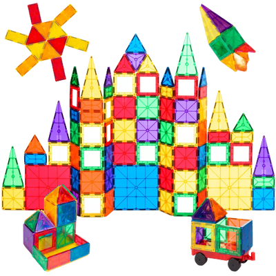 Best Choice Products 110-Piece Kids Magnetic Tiles Set Construction Building Blocks Educational STEM Toy with Case
