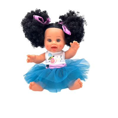 Orijin Bees Sweet Puffy 12" Baby Bee Doll - Black Hair with Brown Eyes