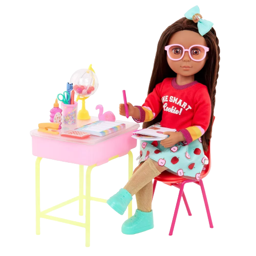 Glitter Girls 14" Doll and Accessories Alessa & School Desk Playset
