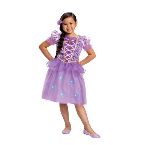 Kids' Disney Princess Rapunzel Deluxe Light Up Halloween Costume Dress with Headpiece M (7-8)