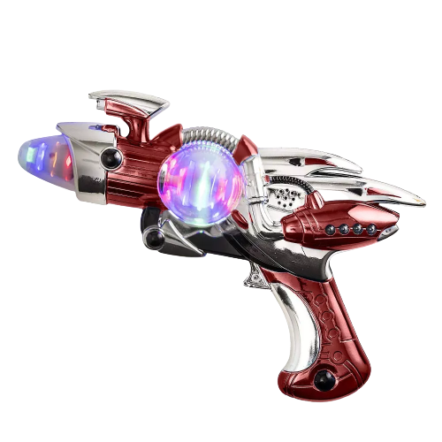 Kicko 11.5" Light-Up Noise Blaster - Spinning Space Style - Red