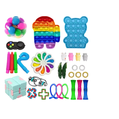 Link 31 Piece Fidget Sensory Toy Set For Kids & Adults Stress Anxiety Relief Classroom Rewards Treasure Box Pinata Prizes