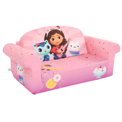 Marshmallow Furniture 2-in-1 Flip Open Couch Bed Sleeper Sofa Kid's Furniture for Ages 18 Months Old and Up, Gabby’s Dollhouse
