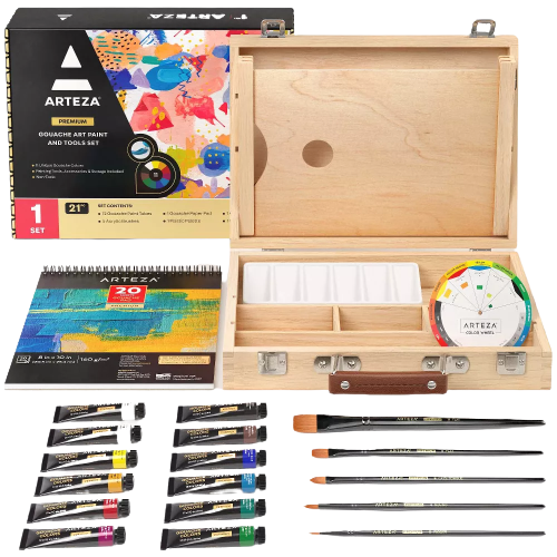 Arteza Gouache Art Paint and Tools Set