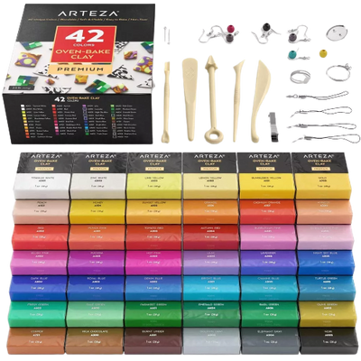 Arteza Polymer Clay, Art Supply Set , Tools & Accessories- 42 Colors