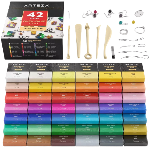 Arteza Polymer Clay, Art Supply Set , Tools & Accessories- 42 Colors