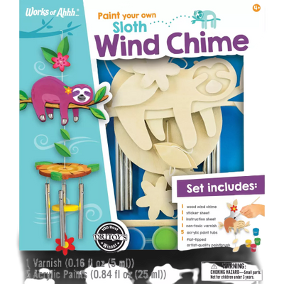 Works of Ahhh Craft Set - Sloth Wind Chime Classic Wood Paint Kit