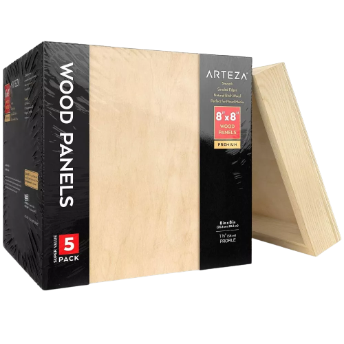 Arteza Wood Paint Pouring Art Panel Boards, 8"x8" - 5 Pack