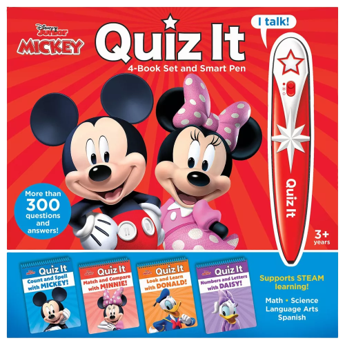 Mickey Mouse Clubhouse Quiz It Electronic Smart Pen with 4 Books STEAM Learning Set