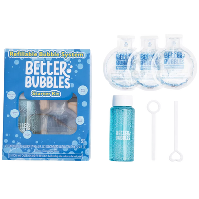 Better Bubbles Starter Kit with 3pk Prefilled Bottle Refill Concentrate & 2pc Wands