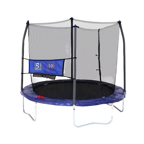 Skywlker Trampolines 8' Round Jump-N-Toss Trampoline with Enclosure - Blue