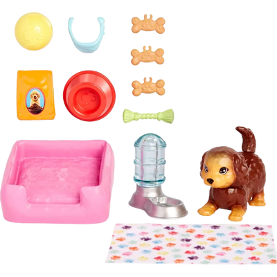 Barbie Pet and Accessories Set with Head-Nodding Puppy and 10+ Storytelling pc
