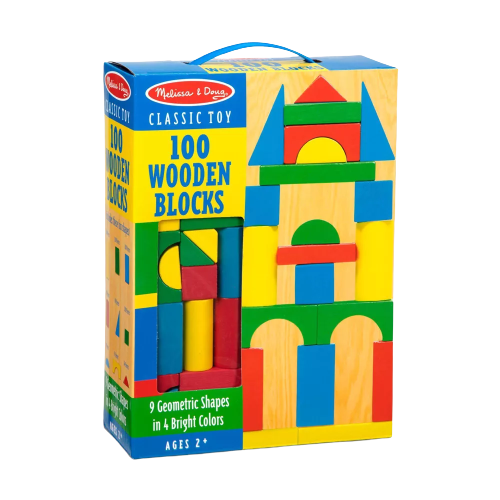 Melissa & Doug Wooden Building Blocks Set - 100 Blocks