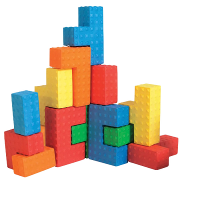 Edushape Sensory Puzzle Blocks, Assorted Colors and Shapes, set of 18